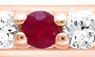 Effy 14k Rose Gold Plated Sterling Silver White Sapphire & Ruby Huggie Hoop Earrings In Red
