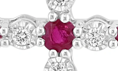 Effy Sterling Silver Diamond & Ruby Cross Pendant Necklace In Red
