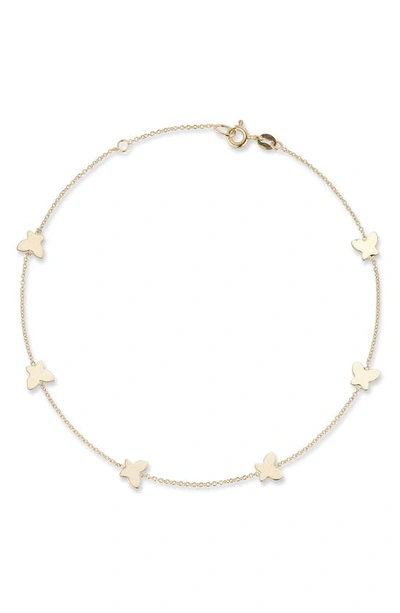 Ember Fine Jewelry 14k Yellow Gold Butterfly Station Chain Anklet In Gold