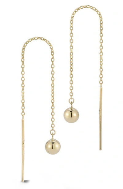 Ember Fine Jewelry 14k Yellow Gold Ball Drop Chain Threader Earrings In Gold
