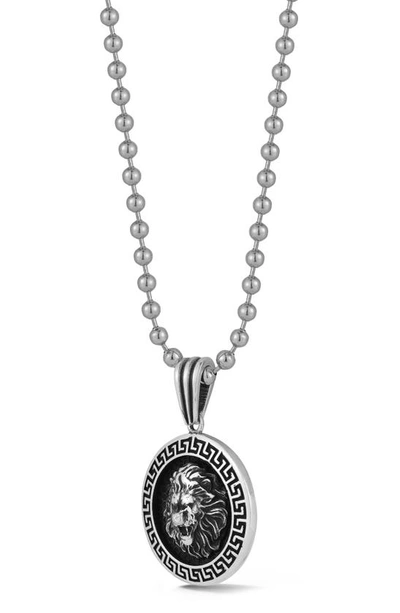 Yield Of Men Sterling Silver Oxidized Lion Pendant Necklace In Silver