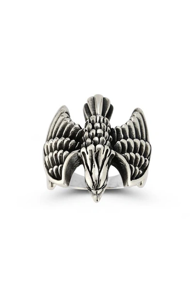 Yield Of Men Sterling Silver Oxidized Eagle Ring In Silver