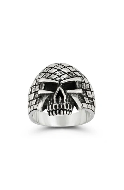 Yield Of Men Sterling Silver Oxidized Skull Ring In Silver