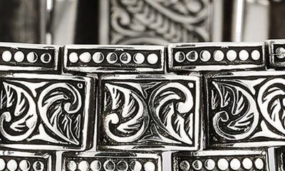Yield Of Men Sterling Silver Oxidized Etched Link Chain Bracelet In Silver