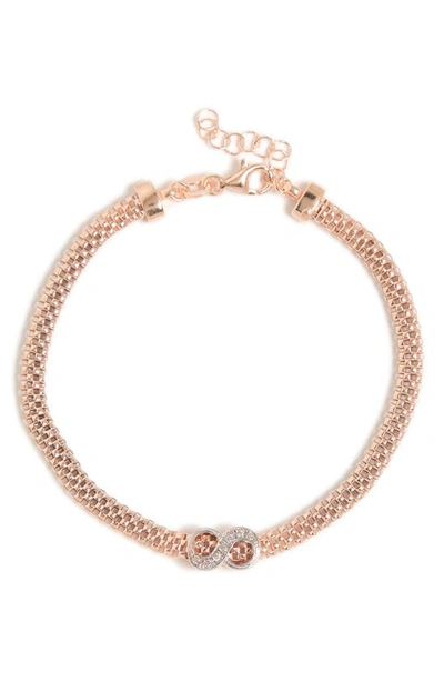 Shop Meshmerise Infinity Charm Diamond Mesh Bracelet In Rose