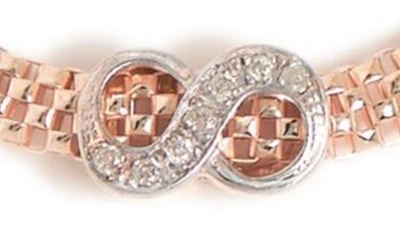 Shop Meshmerise Infinity Charm Diamond Mesh Bracelet In Rose