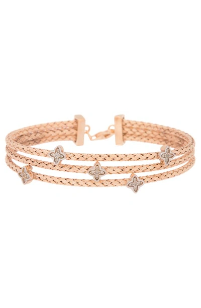 Meshmerise Diamond Three-row Braided Bracelet In Rose