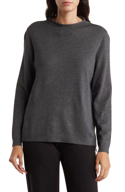 Adrianna Papell Mock Neck Sweater In Heather Deep Charcoal ModeSens