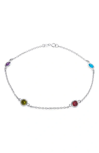 Shop Bling Jewelry Bridal Cubic Zirconia Station Anklet In Multicolor