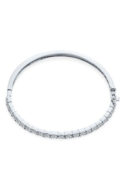 Bling Jewelry Cubic Zirconia Hinged Bangle Bracelet In Clear