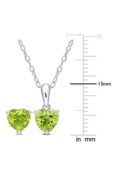 Shop Delmar Peridot Stud Earrings & Necklace Set In Green