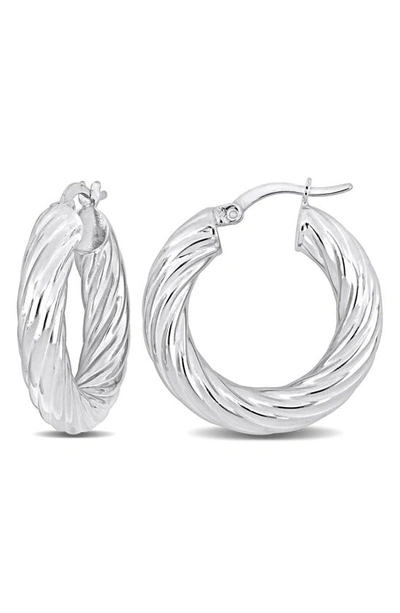 Shop Delmar Round Twist Hoop Earrings In Silver