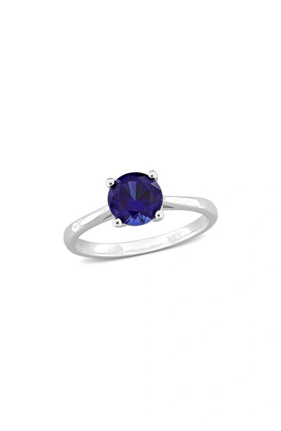 Shop Delmar Lab Created Sapphire Solitaire Ring In Blue