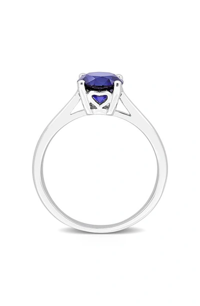 Shop Delmar Lab Created Sapphire Solitaire Ring In Blue