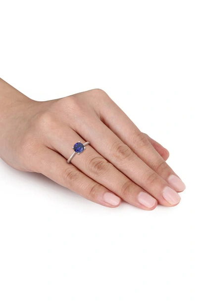 Shop Delmar Lab Created Sapphire Solitaire Ring In Blue