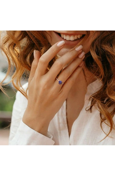 Shop Delmar Lab Created Sapphire Solitaire Ring In Blue