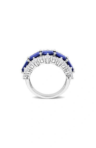 Delmar Sterling Silver Lab Created Blue Sapphire & Lab Created White Sapphire Ring In Blue