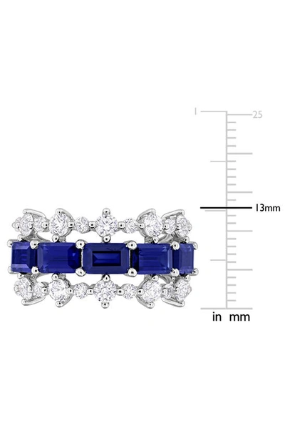 Delmar Sterling Silver Lab Created Blue Sapphire & Lab Created White Sapphire Ring In Blue
