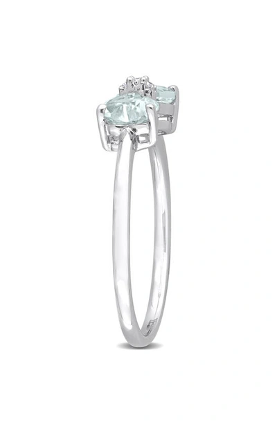 Delmar Heart Bow Aquamarine & Diamond Ring In Blue