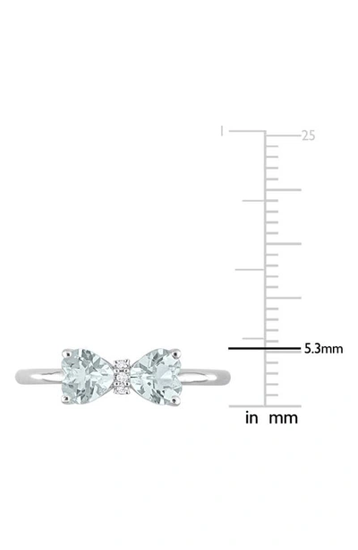 Delmar Heart Bow Aquamarine & Diamond Ring In Blue