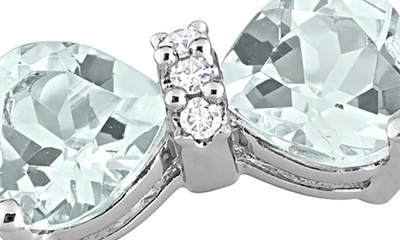 Delmar Heart Bow Aquamarine & Diamond Ring In Blue
