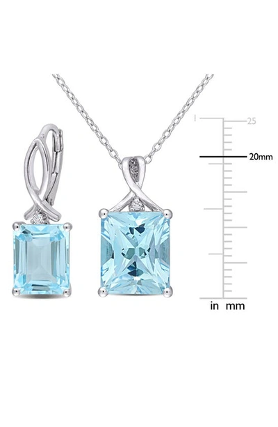 Delmar Sterling Silver Sky Blue Topaz & White Topaz Earrings & Necklace Set In Blue