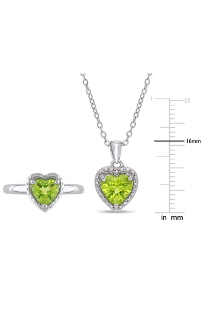Delmar Heart-shaped Peridot Ring & Necklace Set In Green