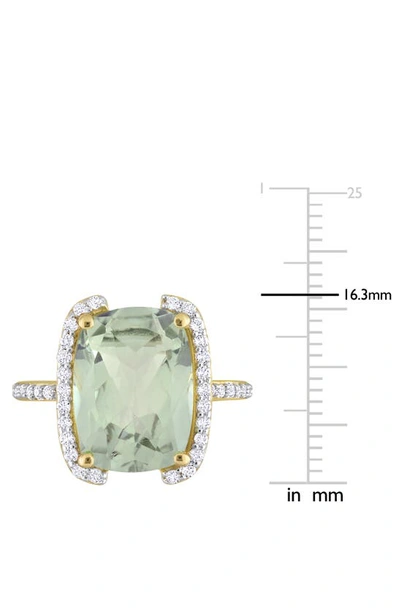 Delmar Cushion Cut Green Quartz & White Topaz Ring In Green