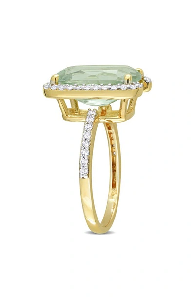 Delmar Cushion Cut Green Quartz & White Topaz Ring In Green