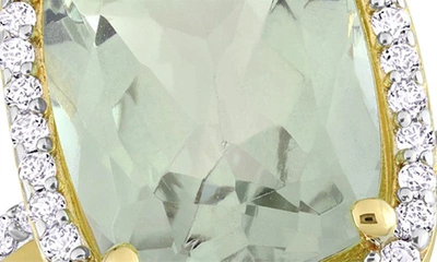 Delmar Cushion Cut Green Quartz & White Topaz Ring In Green