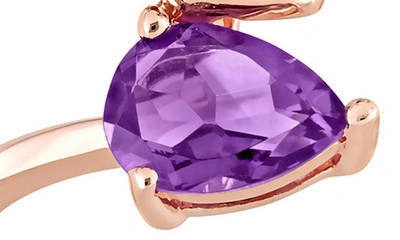 Shop Delmar Pear Cut African Amethyst & White Topaz Rose Ring In Purple