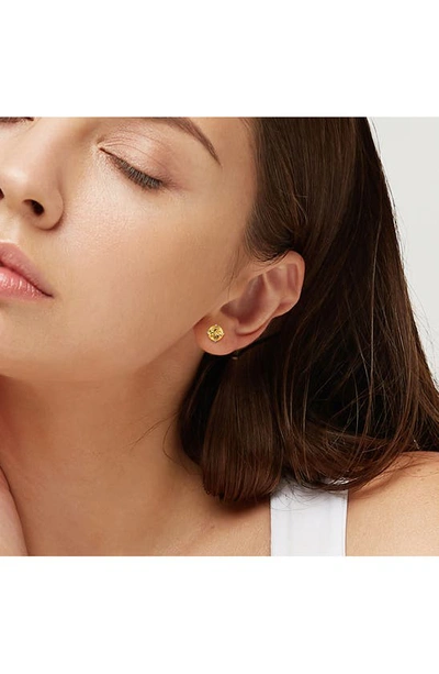 Delmar Sterling Silver Lab-created Citrine Round Stud Earrings In Yellow