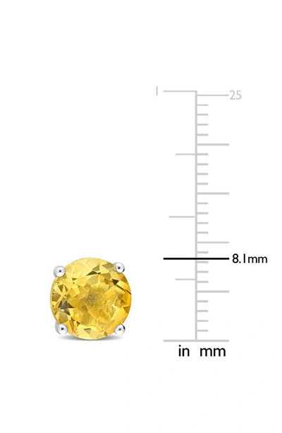 Delmar Sterling Silver Lab-created Citrine Round Stud Earrings In Yellow