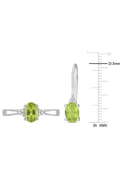 Shop Delmar Oval Cut Peridot & Diamond Ring & Drop Earrings Set In Green