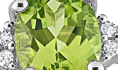 Shop Delmar Oval Cut Peridot & Diamond Ring & Drop Earrings Set In Green