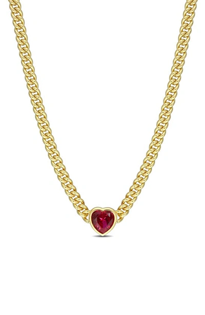 Shop Delmar Heart Cut Red Cubic Zirconia Necklace