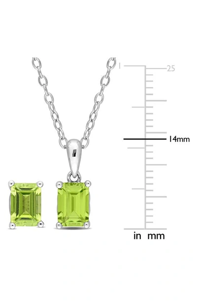 Shop Delmar Emerald Cut Peridot Pendant Necklace & Stud Earrings Set In Green