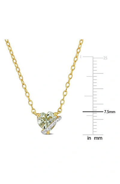 Shop Delmar 18k Gold Plate Sterling Silver Green Quartz & Diamond Heart Pendant Necklace