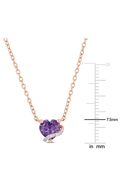 Shop Delmar 18k Gold Plate Sterling Silver Amethyst & Diamond Heart Pendant Necklace In Purple