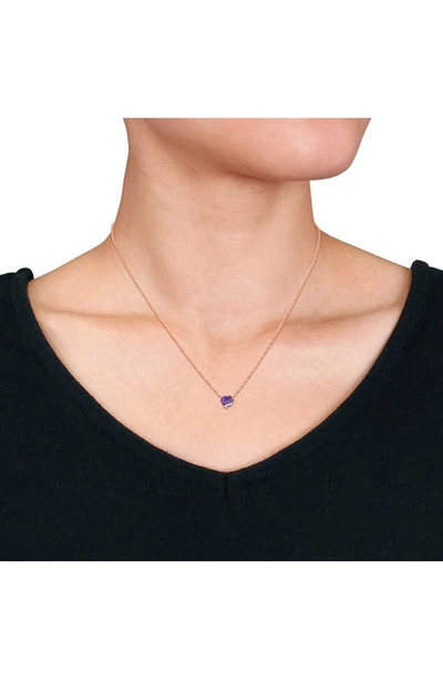 Shop Delmar 18k Gold Plate Sterling Silver Amethyst & Diamond Heart Pendant Necklace In Purple