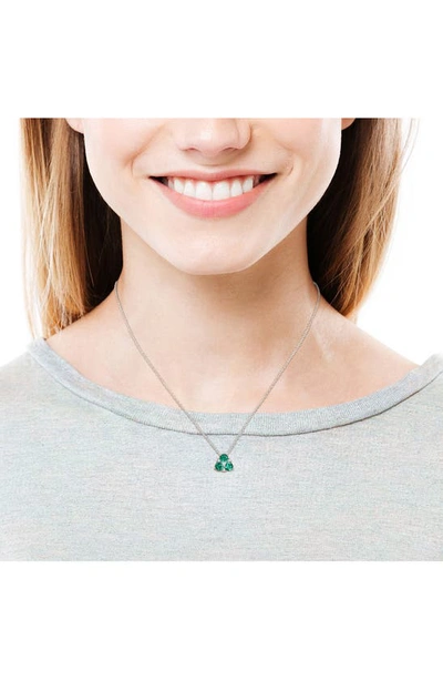 Delmar Lab Created Emerald & Lab Created White Sapphire Pendant Necklace In Green