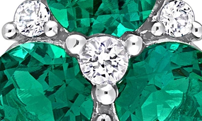 Delmar Lab Created Emerald & Lab Created White Sapphire Pendant Necklace In Green