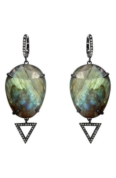 Shop Adornia Fine Labradorite & Diamond Drop Earrings In Silver