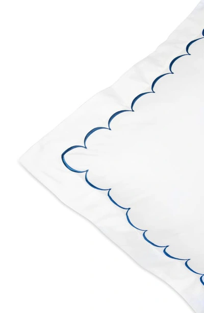 Melange Home Set Of 2 Scallop Embroidered 600 Thread Count 100% Cotton Euro Shams In Navy