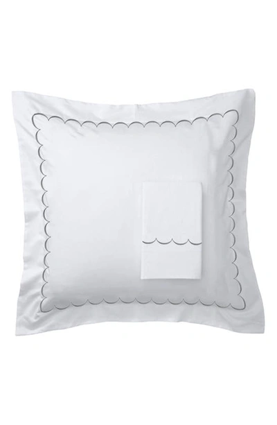 Melange Home Set Of 2 Scallop Embroidered 600 Thread Count 100% Cotton Euro Shams In Grey