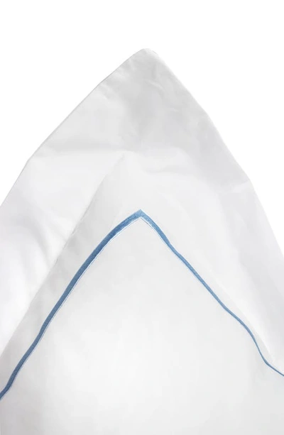Melange Home Set Of 2 Single Embroidered Line 300 Thread Count 100% Cotton Euro Shams In Blue
