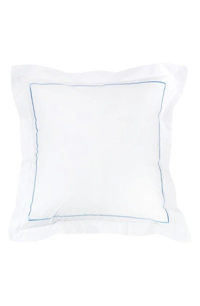 Melange Home Set Of 2 Single Embroidered Line 300 Thread Count 100% Cotton Euro Shams In Blue