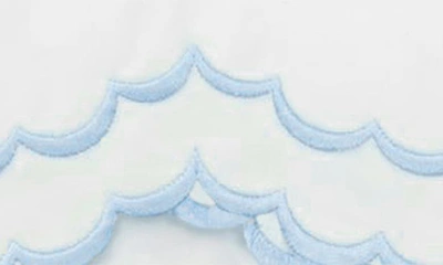 Melange Set Of 2 Double Scallop Embroidered 300 Thread Count Cotton Pillowcases In Blue