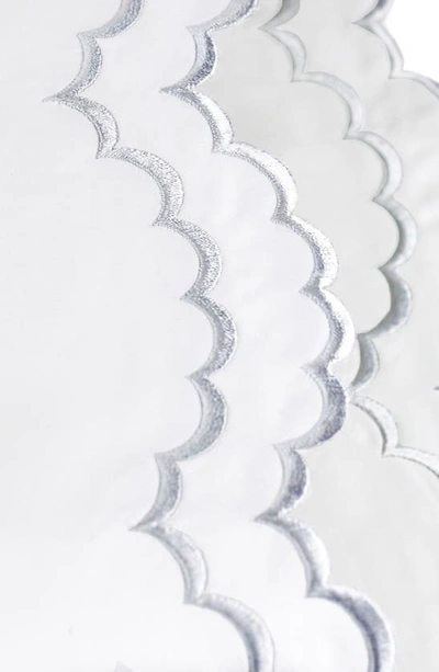 Melange Set Of 2 Double Scallop Embroidered 300 Thread Count Cotton Pillowcases In Grey