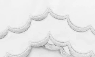 Melange Set Of 2 Double Scallop Embroidered 300 Thread Count Cotton Pillowcases In Grey
